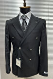 Siyah Metal Düğmeli Modern Fit Ceket