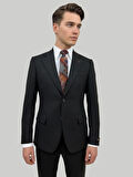 Hermose Siyah Dokulu Modern Fit Tek Düğmeli Ceket