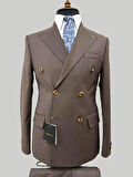 Hermose Kahverengi Kruvaze Modern Fit Takım Elbise