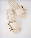 Kadın Gold Fiyonk Detay Terlik-Bej