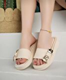 Kadın Gold Fiyonk Detay Terlik-Bej