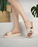 Kadın Gold Fiyonk Detay Terlik-Bej