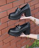 Kadın Metal Toka Detay LoaferAyakkabı-Siyah