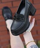 Kadın Metal Toka Detay LoaferAyakkabı-Siyah
