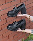 Kadın Metal Toka Detay LoaferAyakkabı-Siyah