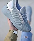 Kadın Bağcıklı Triko Dolgu Topuklu Sneaker-Füme