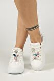 Bağcıklı Kadın Spor Ayakkabı-Beyaz