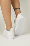 Bağcıklı Kadın Spor Ayakkabı-Beyaz