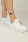 Bağcıklı Kadın Spor Ayakkabı-Beyaz