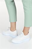 Kadın Bağcıkl Triko Spor Sneaker Ayakkabı-Beyaz