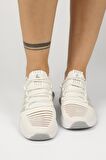 Kadın Bağcıklı Triko Spor Ayakkabı-Beyaz