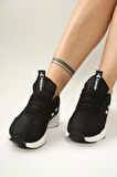 Kadın Bağcıklı Spor Sneaker-Siyah-Beyaz
