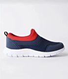 Bağcıksız Çocuk Triko Spor Ayakkabı-Lacivert Kırmızı