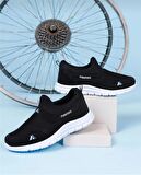 Bağcıksız Çocuk Triko Spor Ayakkabı-Siyah Beyaz