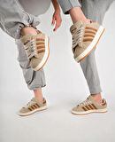 Unisex Klasik Bağcıklı Ortopedik Spor Sneaker Ayakkabı-Bej