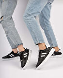 Bağcıklı Unisex Ortopedik Snaker Spor Ayakkabı Kadın-Siyah-Beyaz