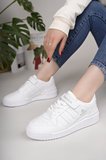Unisex Bağcıklı Cırtlı Spor Sneaker Ayakkabı-Beyaz
