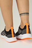 Bağcıklı Triko Kadın Spor Ayakkabı-Füme-Orange
