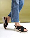 Çapraz Kadın Sandalet-Siyah