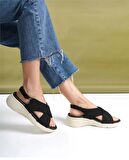 Çapraz Kadın Sandalet-Siyah