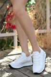  Bağcıklı Kadın Spor Sneaker-Beyaz