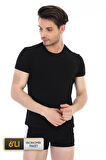 Erkek Elastanlı Siyah T-shirt 0954 6'lı Ekonomik Paket