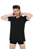 Erkek Süprem V Yaka Siyah T-shirt 945