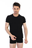 Erkek Elastanlı Siyah T-shirt 954