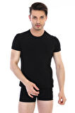 Erkek Elastanlı Siyah T-shirt 954