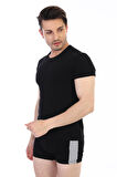 Erkek Elastanlı Siyah T-shirt 954