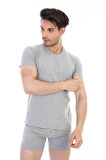 Erkek Elastanlı Gri Melanj T-shirt 954