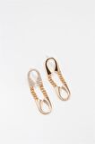 Çelik Gold Zirkon Taşlı Zincir Detay Tasarım Küpe (40mm)