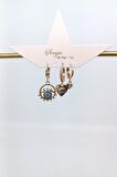 Çelik Gold Zirkon Taşlı Kalp ve Nazar Göz Detaylı Üçlü Küpe (30mm)