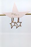 Çelik Gold Zirkon Taş Detaylı Yıldız Küpe (30mm)