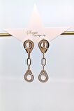Vıp Rosegold Zirkon Detaylı Kelepçe Model Küpe (50mm)