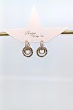 Çelik Gold Zirkon Taşlı Dövme Plaka Oval Küpe (20mm)