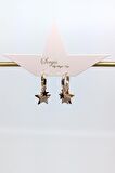 Çelik Gold Zirkon Taş Detaylı Çoklu Yıldız Küpe (20mm)