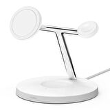 Belkin Boostcharge Pro Qi2 15W 3in1 Magsafe Şarj Standı WIZ009VFWH-V2 Beyaz