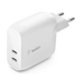 Belkin BoostCharge 40W İkili USB-C Hızlı Şarj Aleti - Beyaz