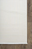 Merit MR009A Krem Halı Geometrik Detaylı İnce Yumuşak Akrilik Modern Salon Oturma Odası Halısı