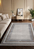 Vogue VG006G Gri Çerçeveli Modern Renk Desen 100 Tarak Viskon Salon Halısı İpek Serisi