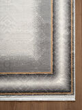 Vogue VG006G Gri Çerçeveli Modern Renk Desen 100 Tarak Viskon Salon Halısı İpek Serisi