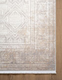 Vogue VG009A Bej Gri Çerçeveli Geometrik Desen Modern Renk 100 Tarak Salon Halısı İpek Serisi