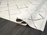 Elegance Eg010a Beyaz Halı Geometrik Detaylı Modern Viskon Doğal Iplik Bambu Halı Tozu Az Salon Halı