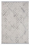 Kaftan Kf006g Bej Halı Gri Detaylı Geometrik Kabartma Desenli Akrilik Halı Tozuaz Salon Halısı