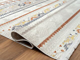 Lotus 8565 Gri Halı Renkli Kilim Desenli Modern Ince Akrilik Tozuaz Salon Halısı Yatak Odası Koridor