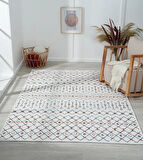 Lenda Ld002a Gri Kilim Renkli Detaylı Ince Antialerjik Kaymaz Taban Makinada Yıkanabilir Salon Halı