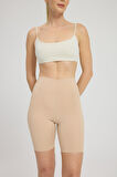 Toparlayıcı Lazer Kesim Yüksek Bel Boxer Şort Korse Ten
