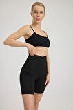 Toparlayıcı Lazer Kesim Yüksek Bel Boxer Şort Korse Siyah 