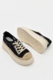 Kadın Bilek Boy Bağcıklı Sneaker Siyah